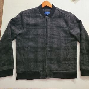 Mens sz Medium-Apt. 9 Wool blend Plaid Bomber jacket coat grey black NWOT